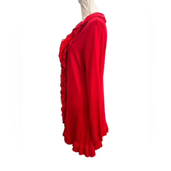 Red Ruffled Women's Cardigan - Picture 6 of 10